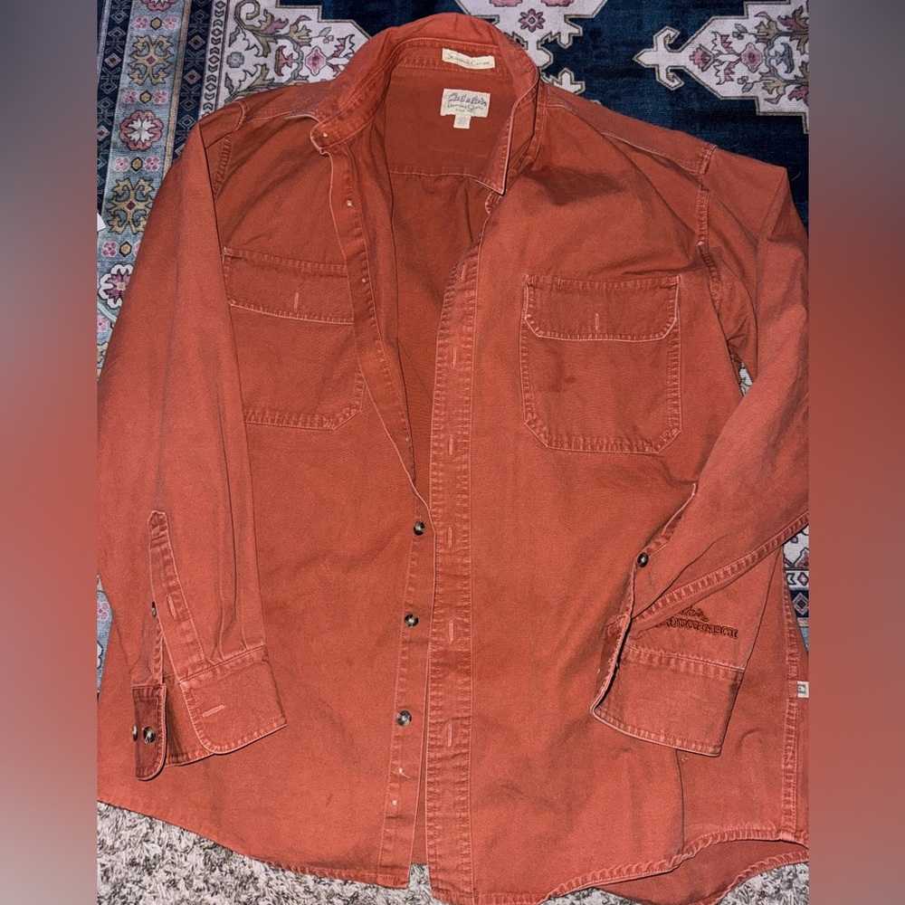 THRIFTED Cabellas orange button up